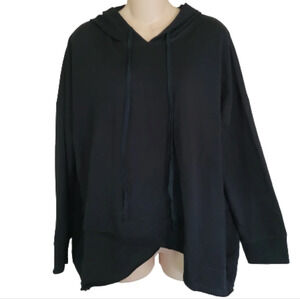 SHEIN Black Cross Hem Pullover Hoodie Size Women's Large NEW